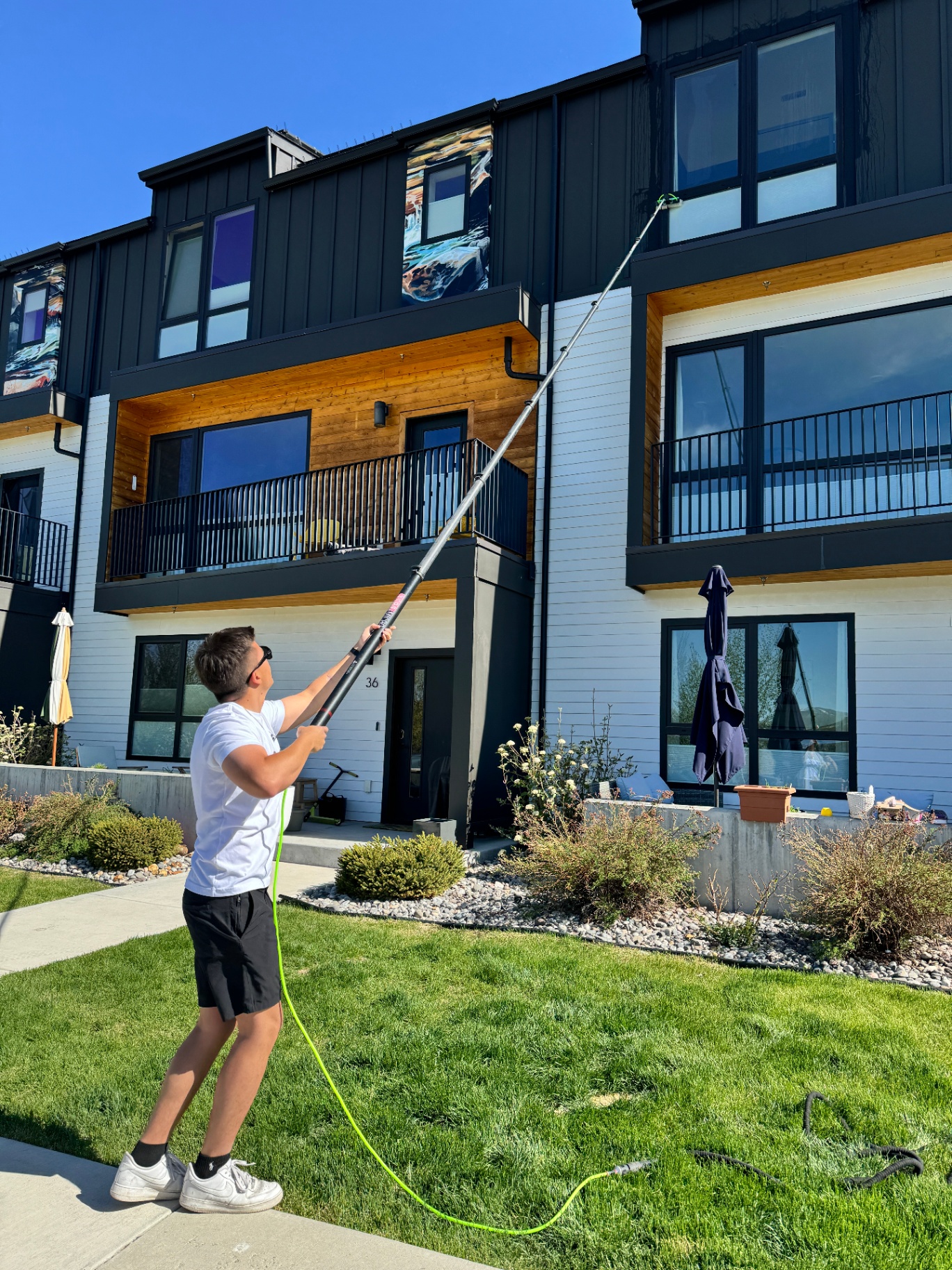 Professional residential window cleaning on a Doral home
